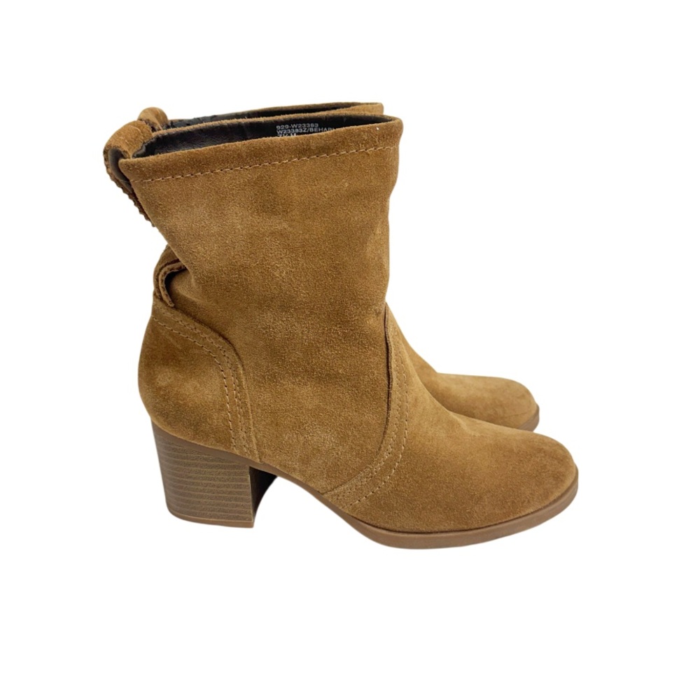 White Mountain Behari leather & suede slouchy block-heel booties Size 7.5